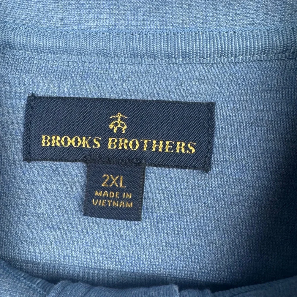 Brooks Brothers Mens 2XL Light Blue Mock Neck‎ Henley Pullover Long Sleeve Shirt